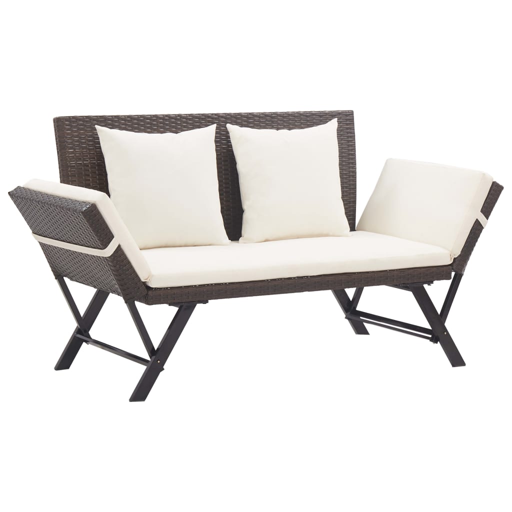Garden Bench With Cushions 176 Cm Poly Rattan