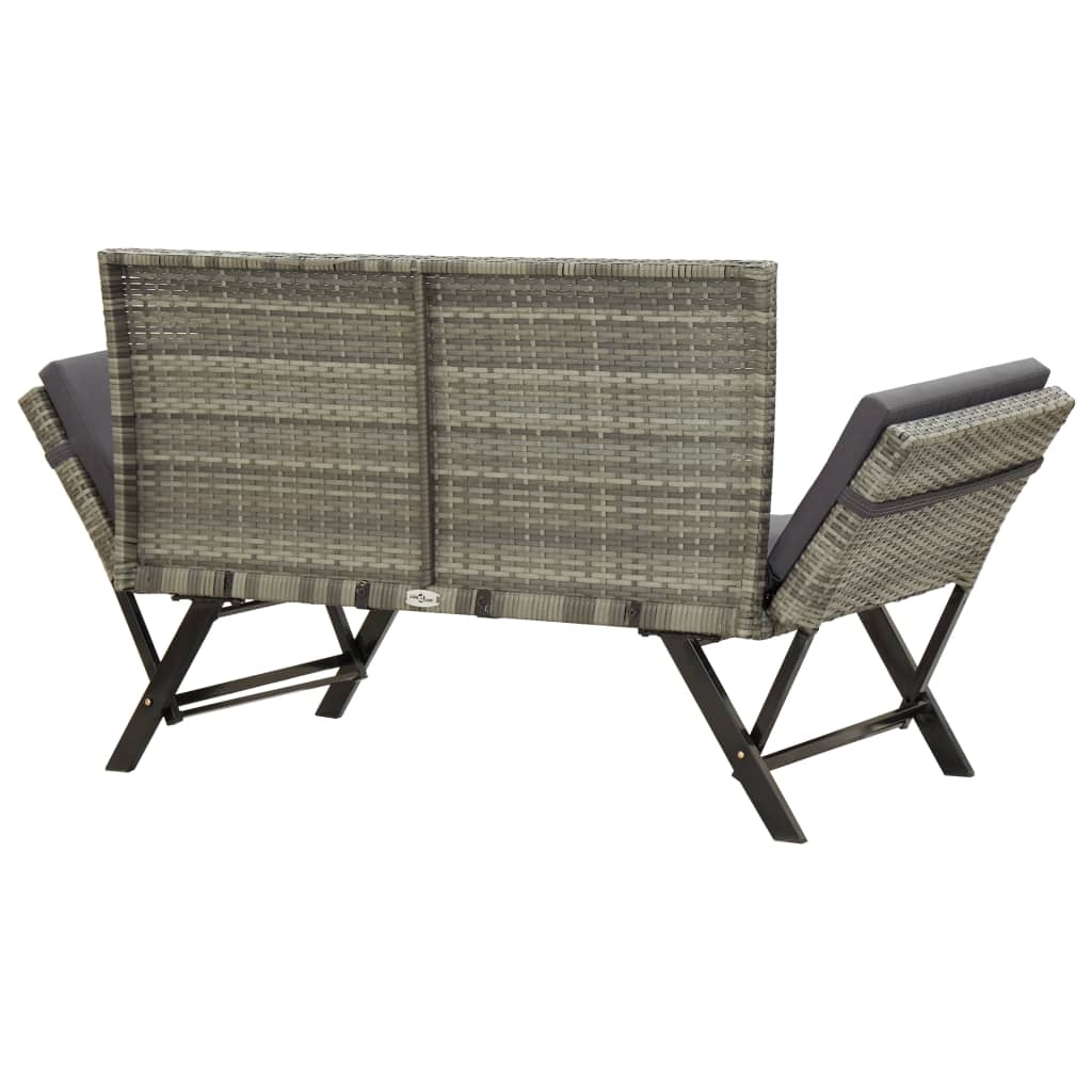 Garden Bench With Cushions 176 Cm Poly Rattan