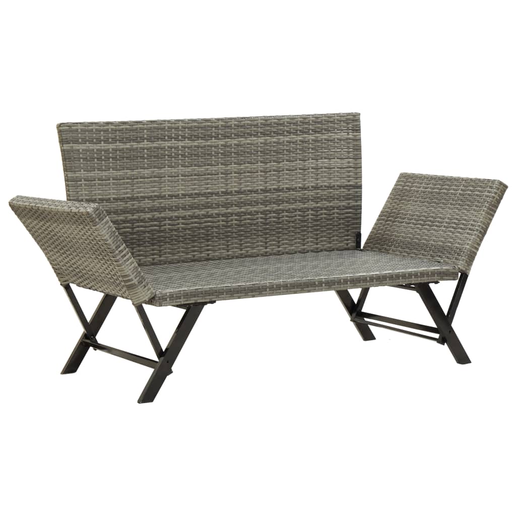 Garden Bench With Cushions 176 Cm Poly Rattan