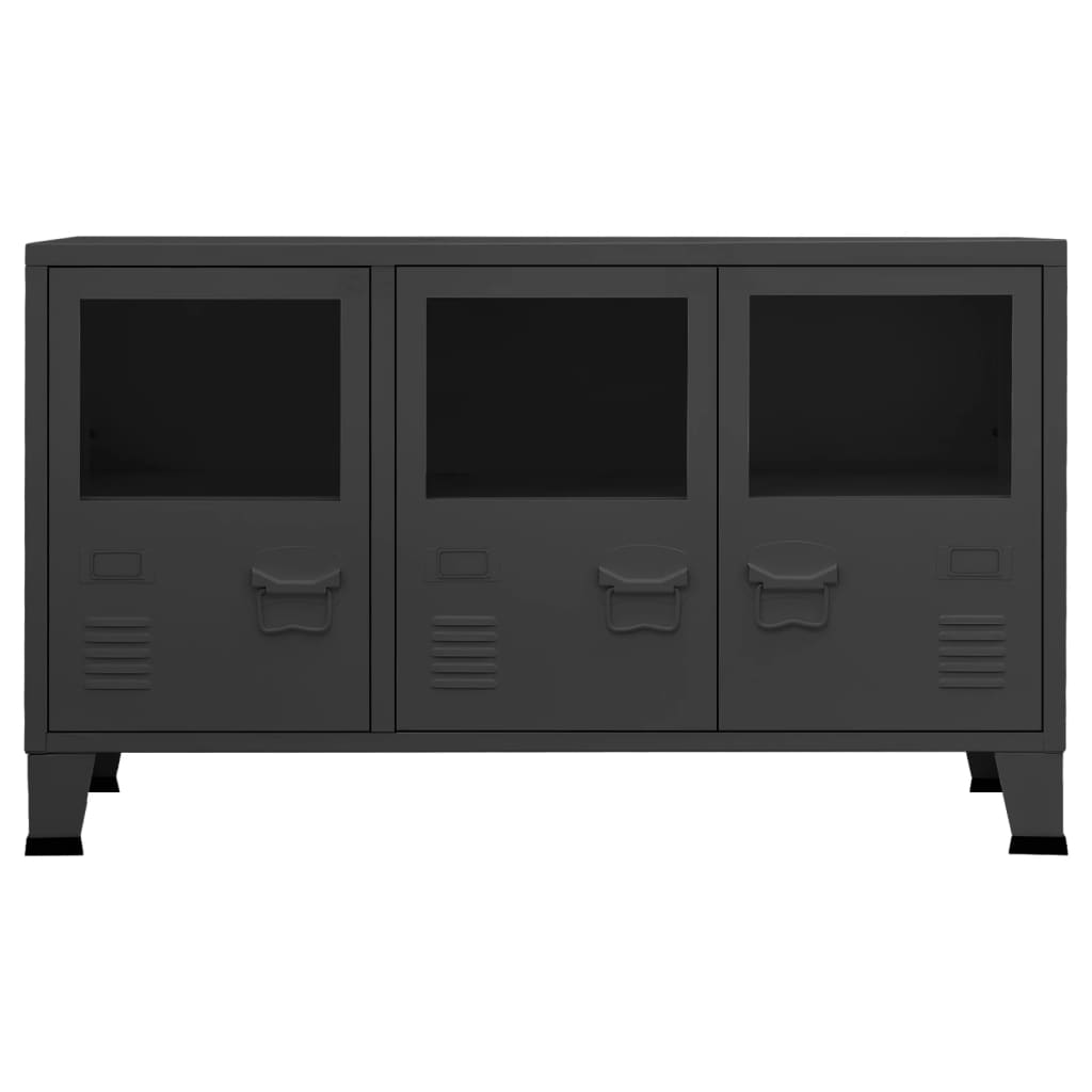 Industrial Sideboard 105X35X62 Cm Metal And Glass