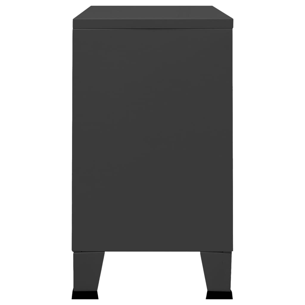 Industrial Sideboard 105X35X62 Cm Metal And Glass