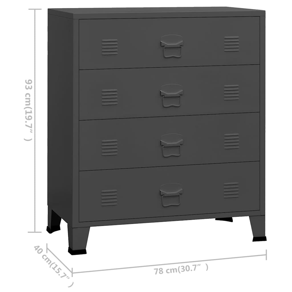 Industrial Drawer Cabinet 78X40X93 Cm Metal