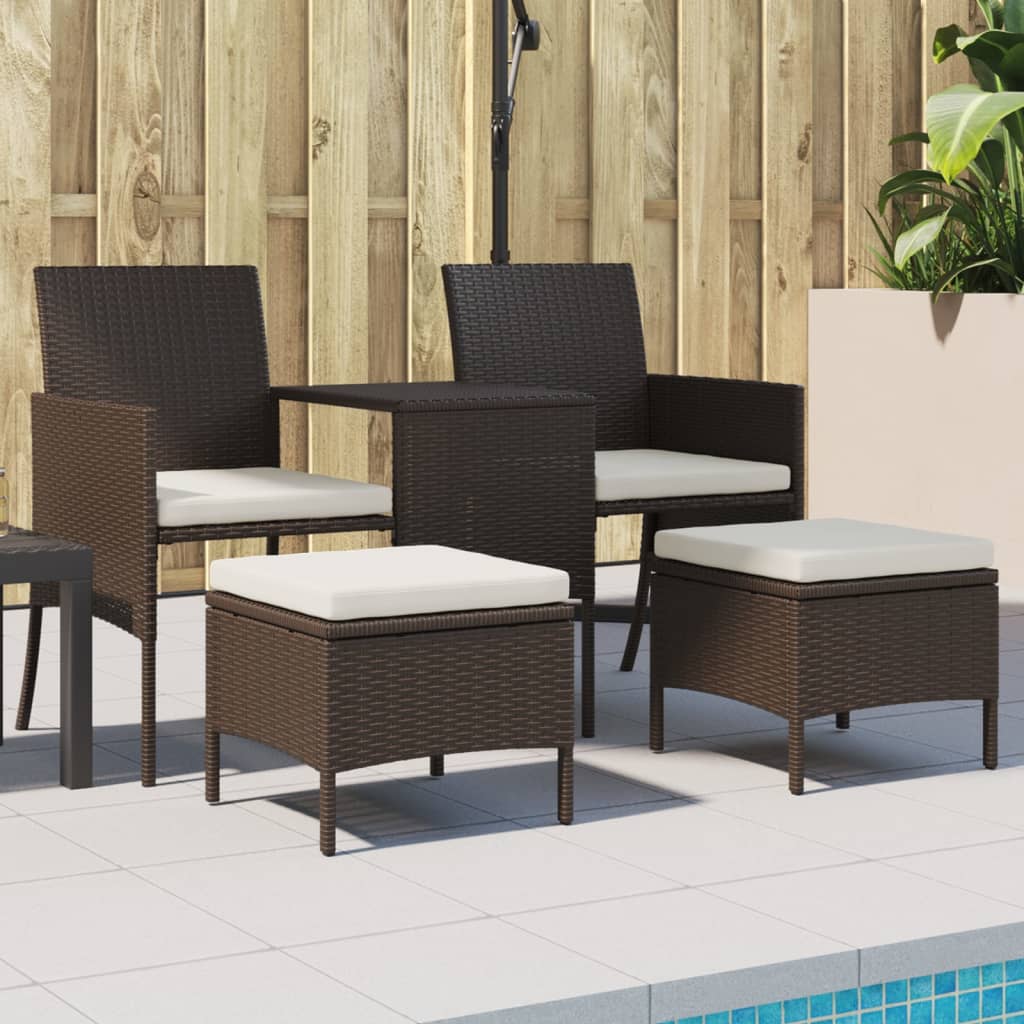 Garden Sofa 2-Seater With Table And Stools Poly Rattan