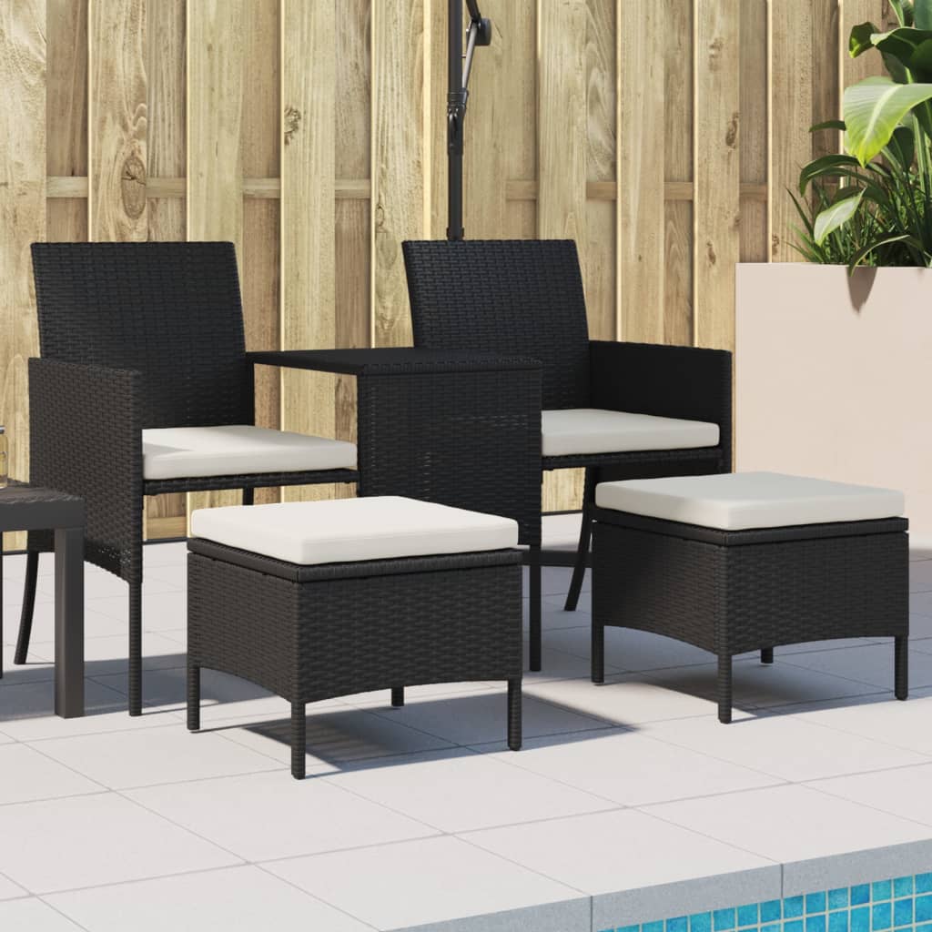 Garden Sofa 2-Seater With Table And Stools Poly Rattan