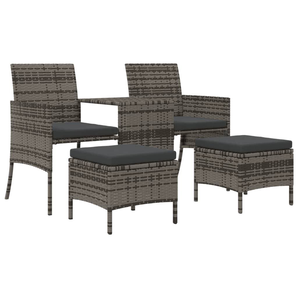 Garden Sofa 2-Seater With Table And Stools Poly Rattan