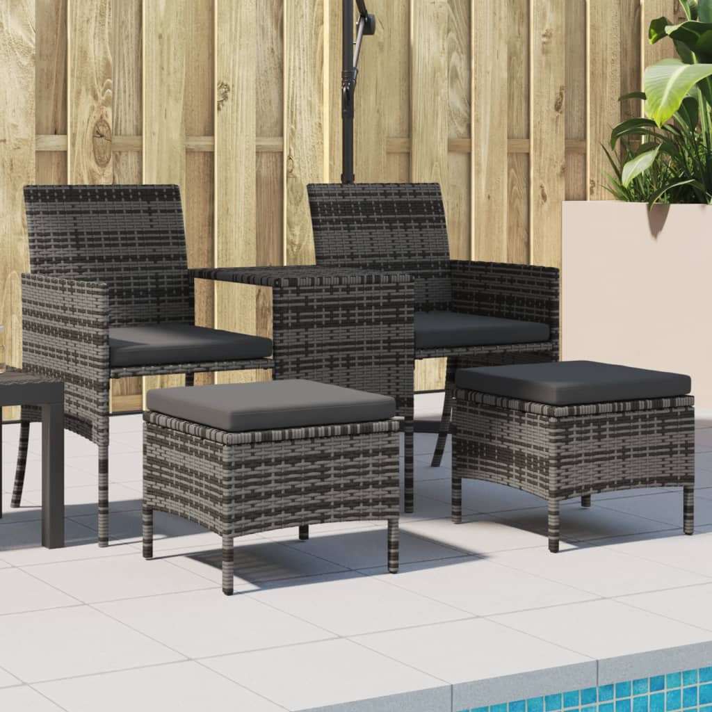 Garden Sofa 2-Seater With Table And Stools Poly Rattan