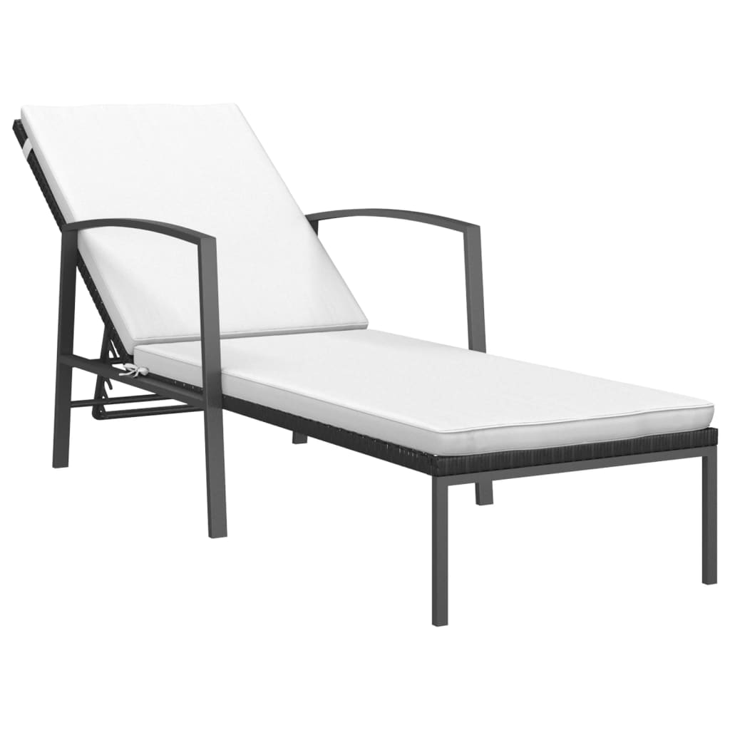 Garden Sun Lounger With Cushion Poly Rattan