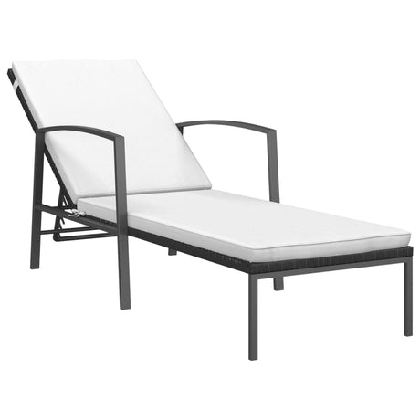 Garden Sun Lounger With Cushion Poly Rattan