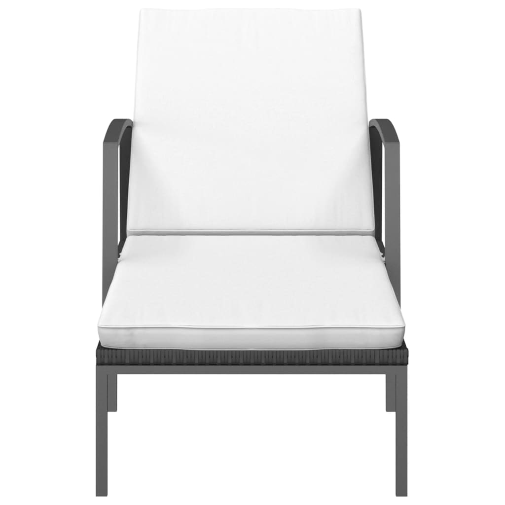 Garden Sun Lounger With Cushion Poly Rattan