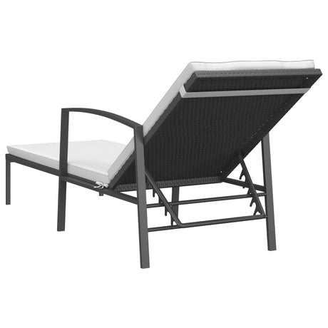 Garden Sun Lounger With Cushion Poly Rattan