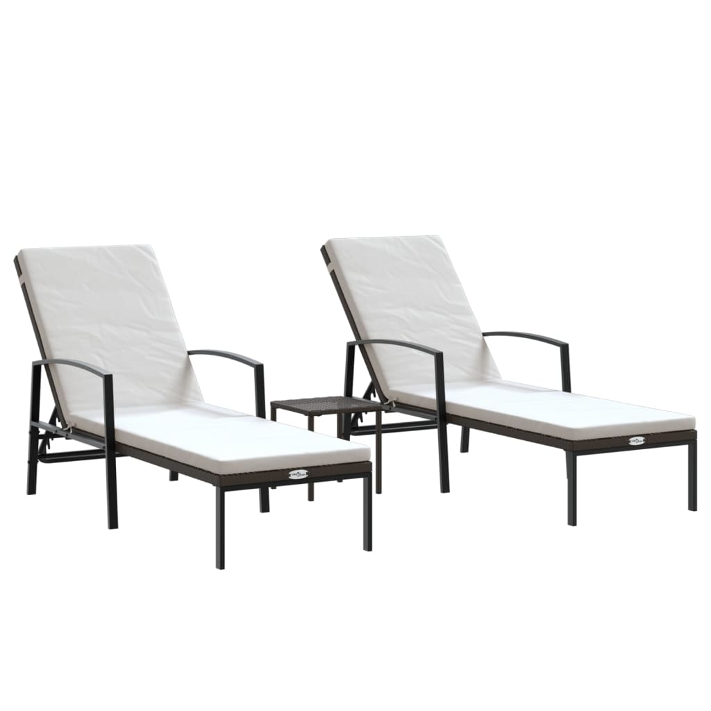 Sun Loungers 2 Pcs With Table Poly Rattan