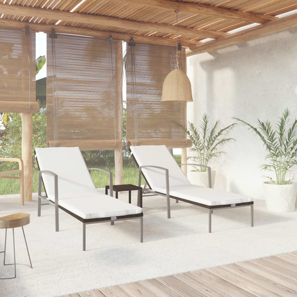 Sun Loungers 2 Pcs With Table Poly Rattan