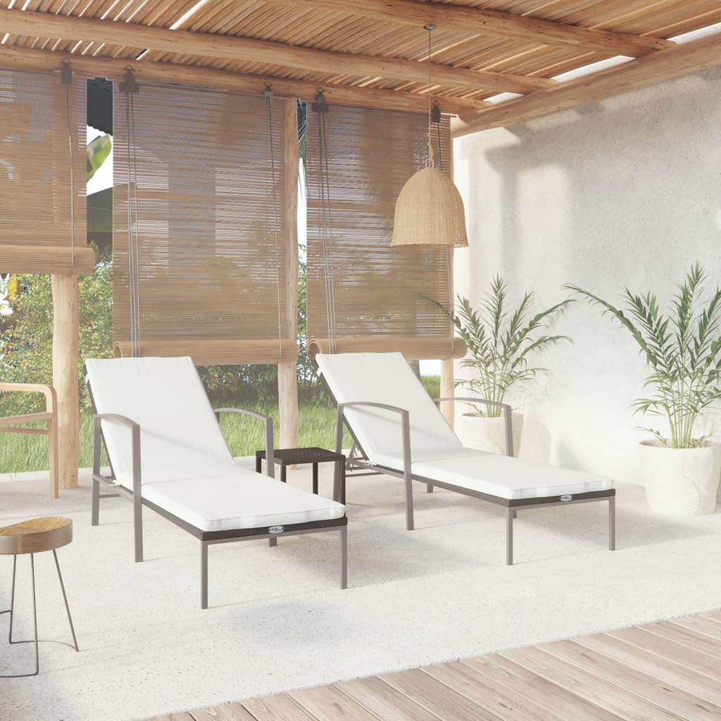 Sun Loungers 2 Pcs With Table Poly Rattan