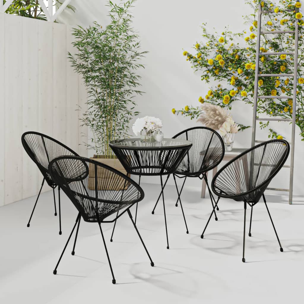 3 Piece Garden Dining Set Black