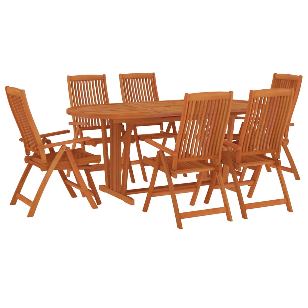 7 Piece Garden Dining Set Solid Wood Eucalyptus