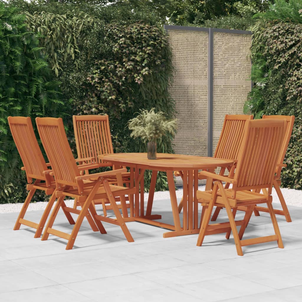 7 Piece Garden Dining Set Solid Wood Eucalyptus