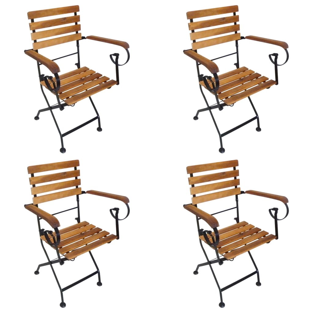 Folding Garden Chairs 2 Pcs Steel And Solid Acacia Wood