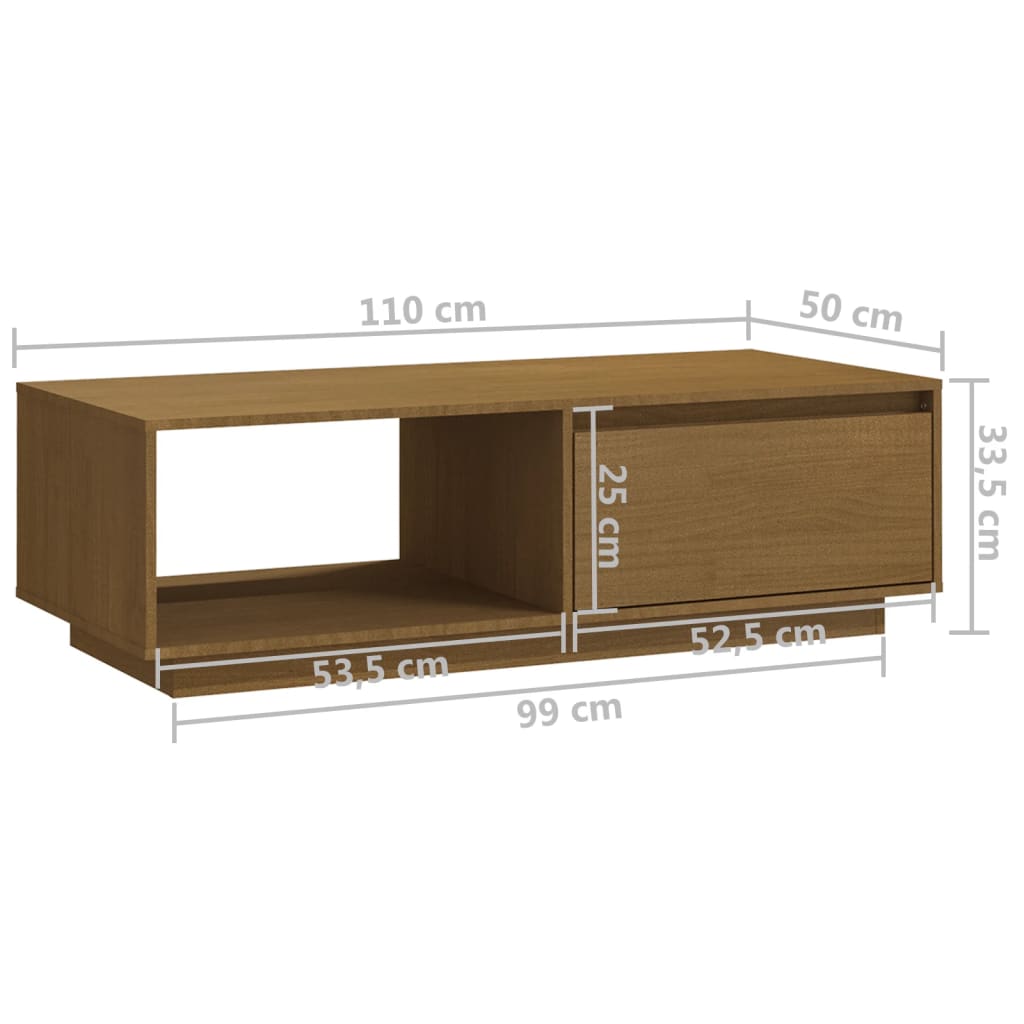 Coffee Table 110X50X33.5 Cm Solid Pinewood
