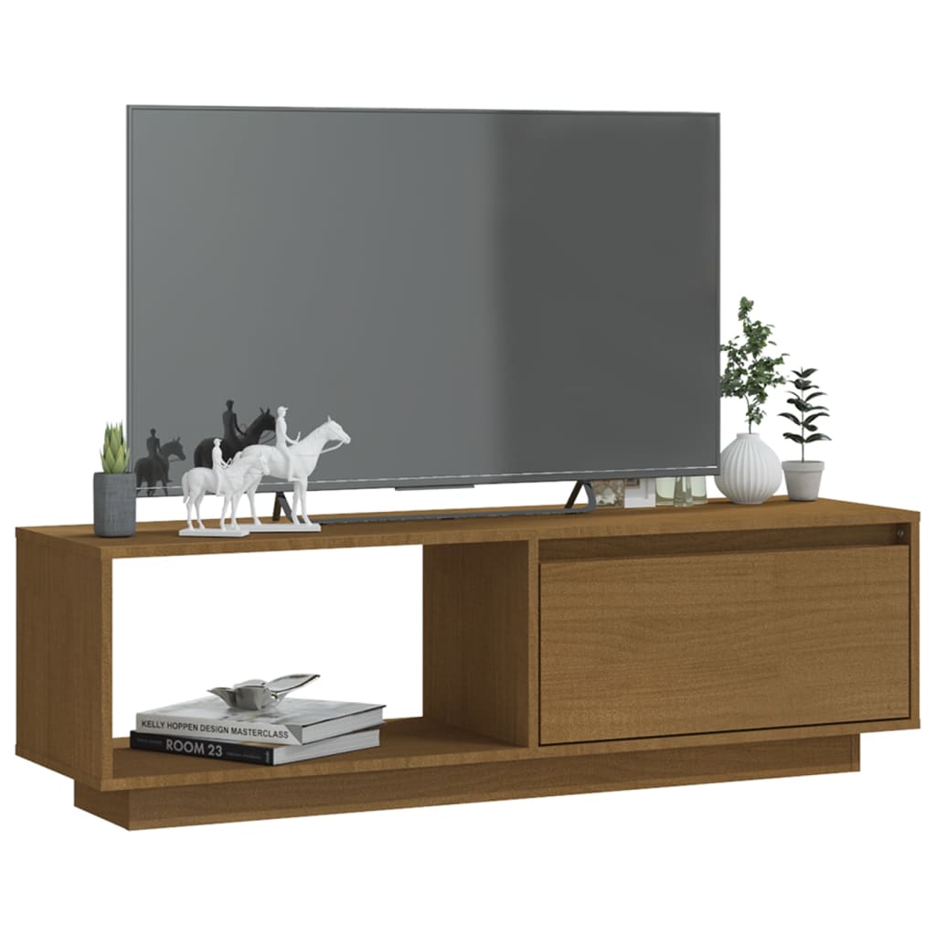 Tv Cabinet 110X30X33.5 Cm Solid Pinewood