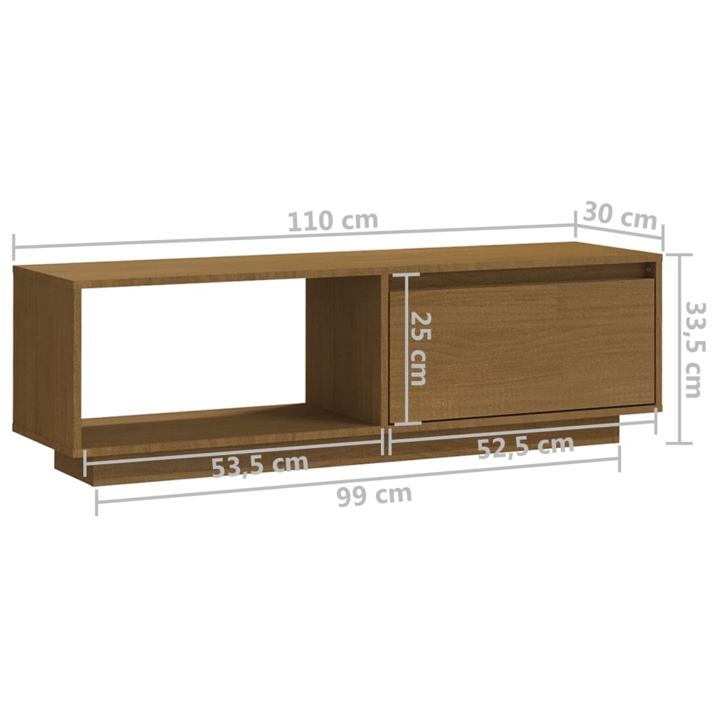 Tv Cabinet 110X30X33.5 Cm Solid Pinewood