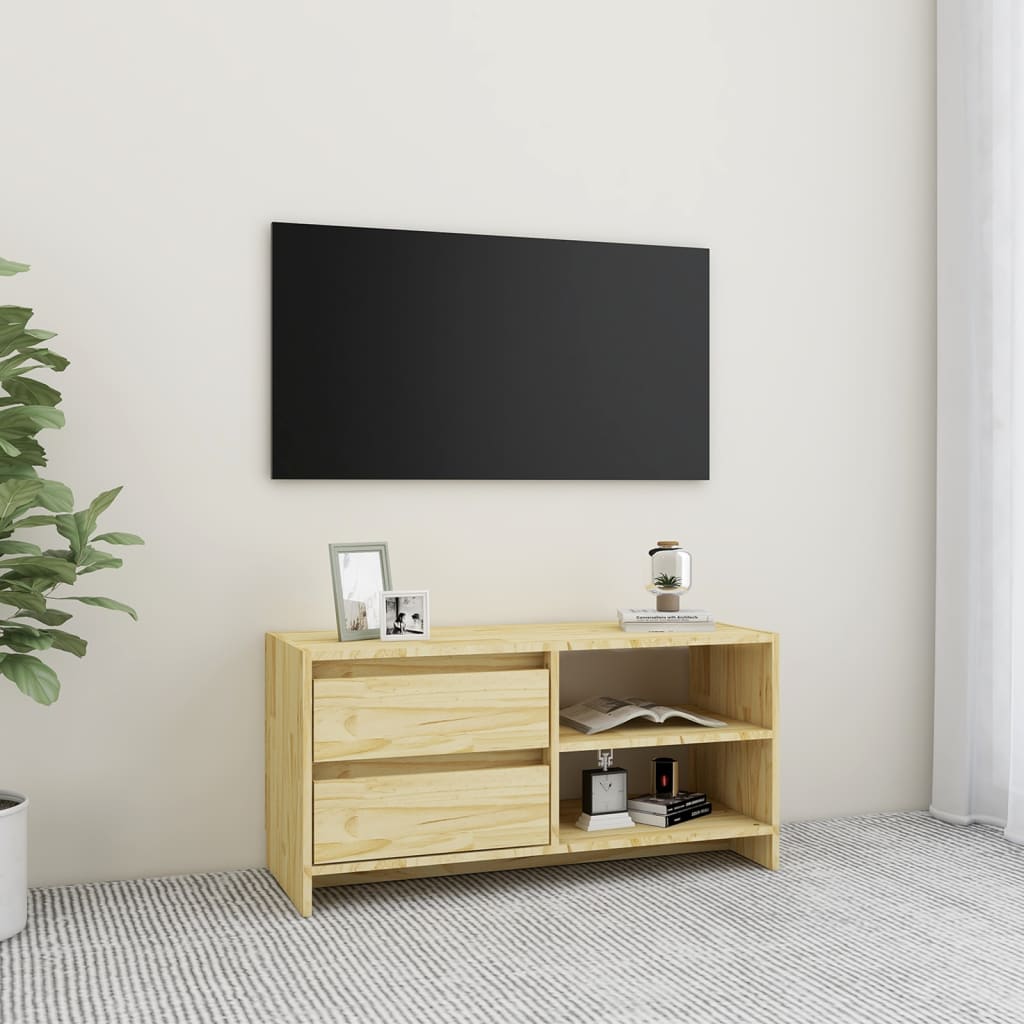 Tv Cabinet 80X31X39 Cm Solid Pinewood