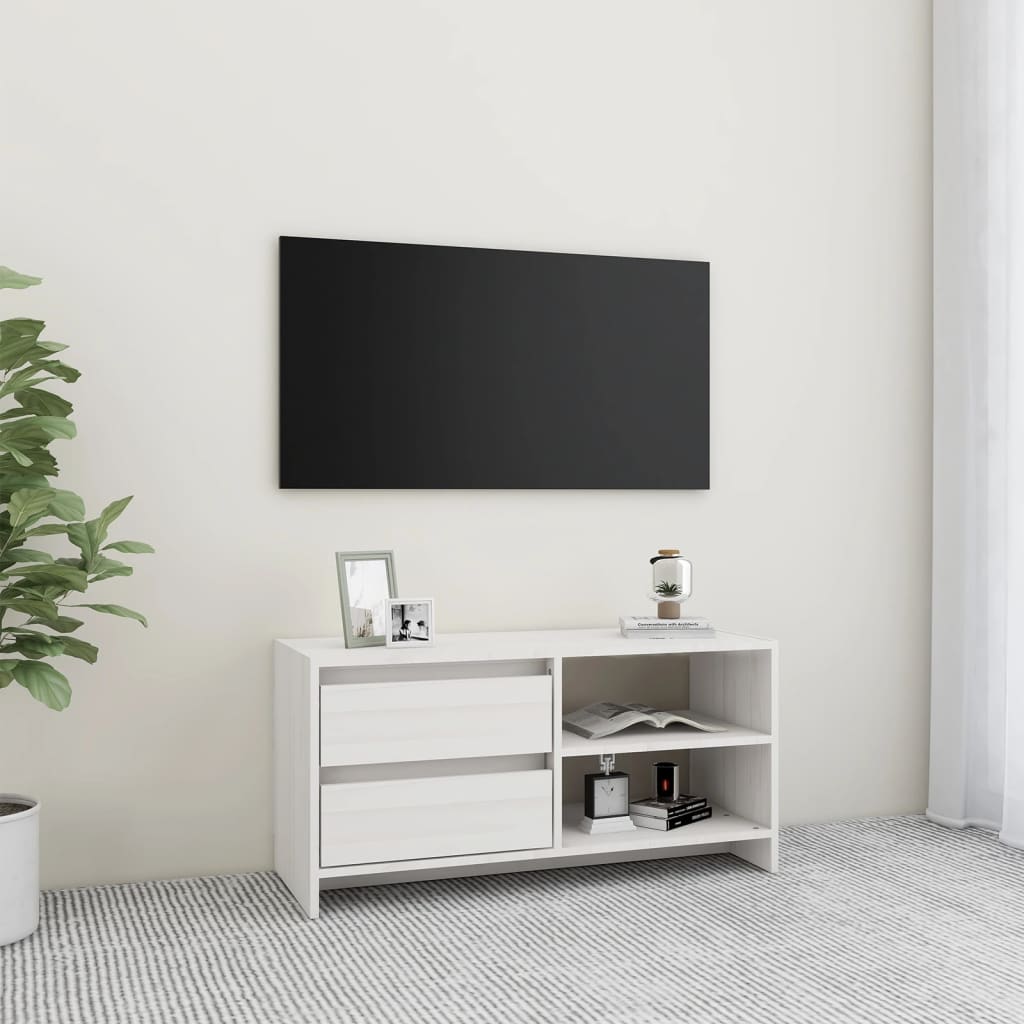 Tv Cabinet 80X31X39 Cm Solid Pinewood