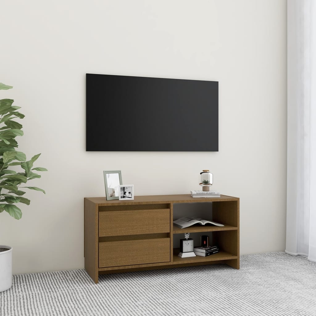Tv Cabinet 80X31X39 Cm Solid Pinewood