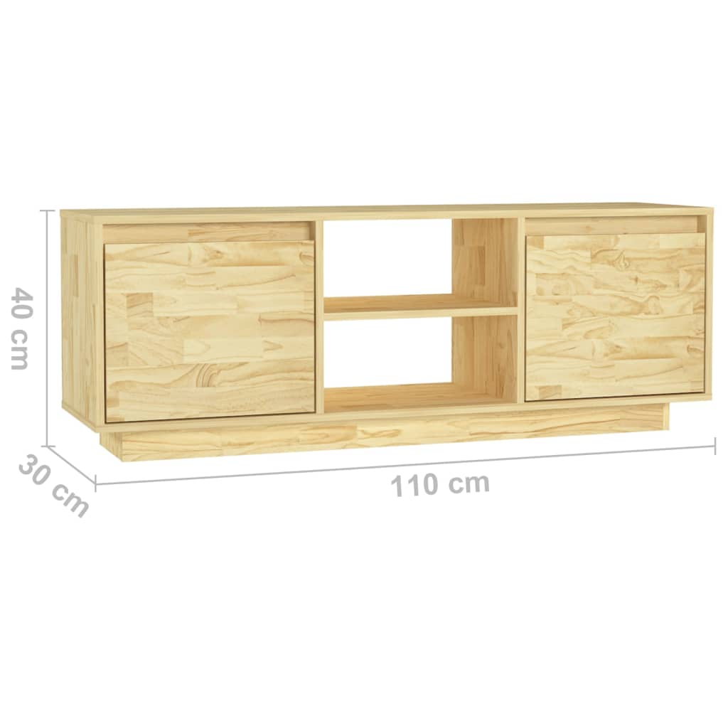 Tv Cabinet 110X30X40 Cm Solid Pinewood