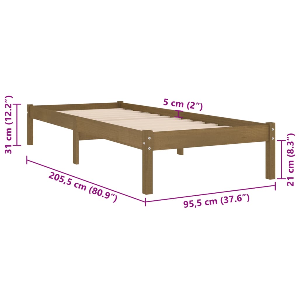 810005 Bed Frame Without Mattress Solid Wood