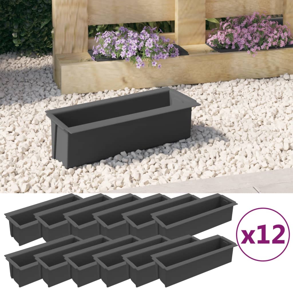 Flower Boxes For Euro Pallets 12 Pcs Grey 36X13.5X9.5 Cm Pp