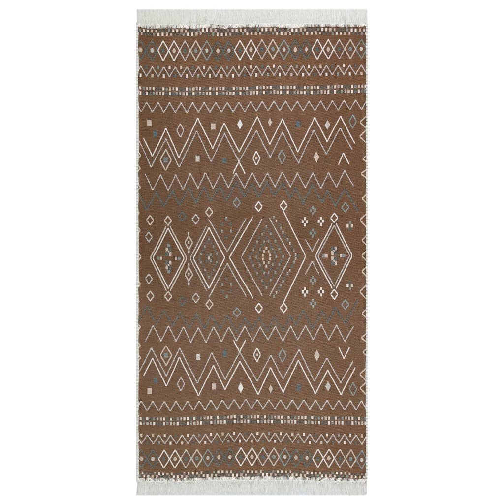 Rug Beige And Blue Cotton