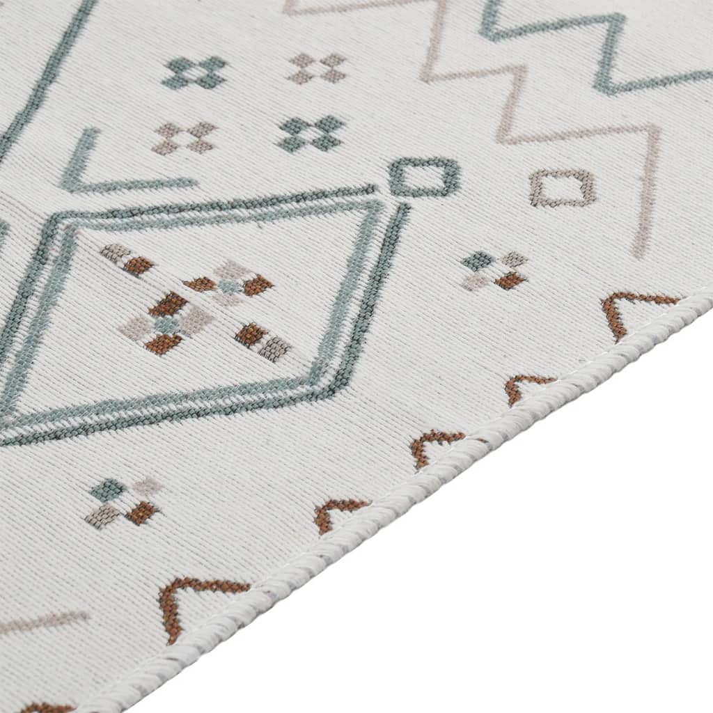 Rug Beige And Blue Cotton