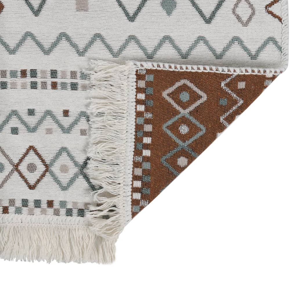 Rug Beige And Blue Cotton
