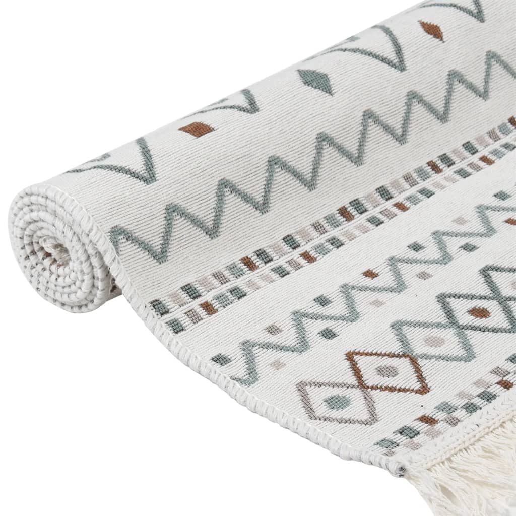 Rug Beige And Blue Cotton