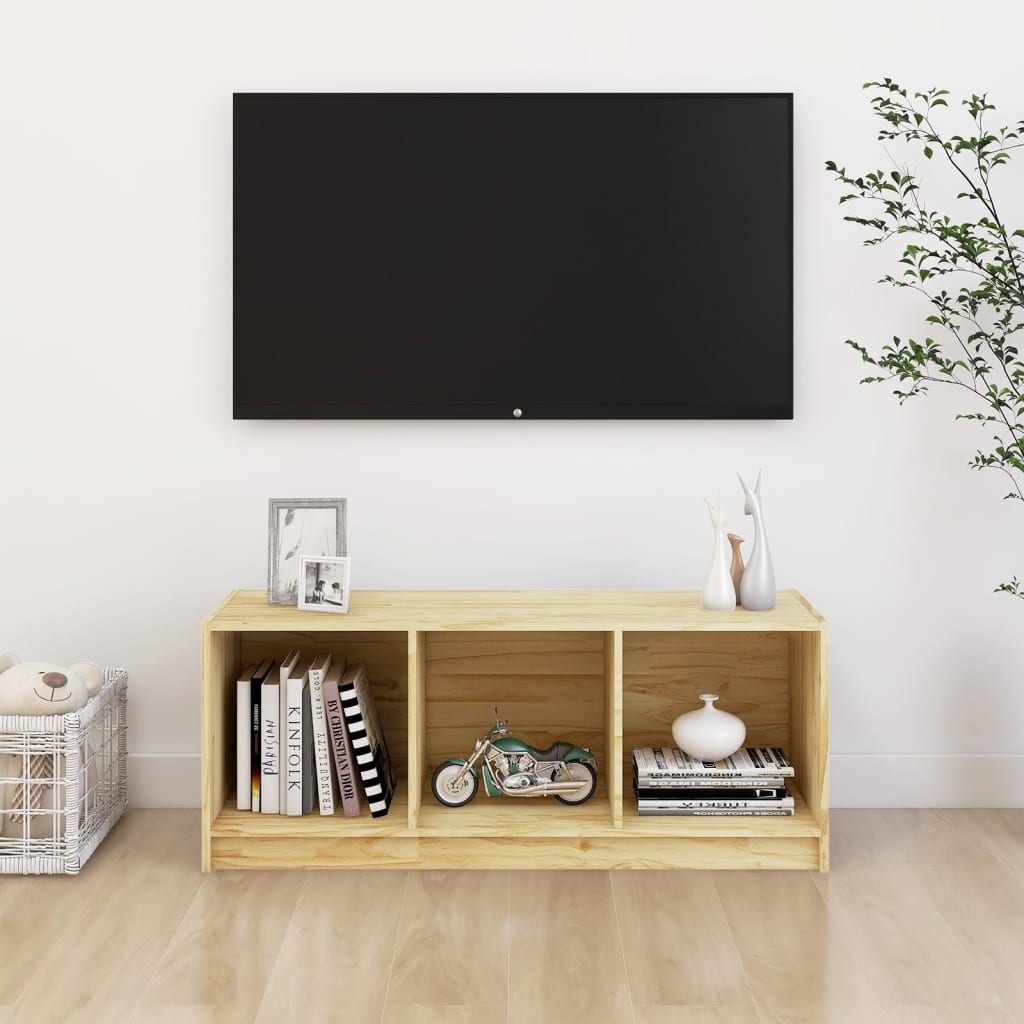 Tv Cabinet 104X33X41 Cm Solid Pinewood