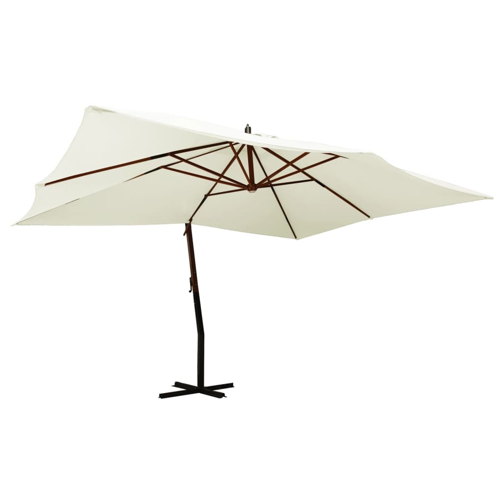 Cantilever Garden Parasol With Wooden Pole 400X300 Cm Sand