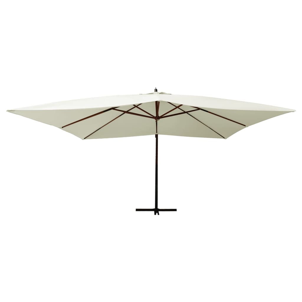 Cantilever Garden Parasol With Wooden Pole 400X300 Cm Sand