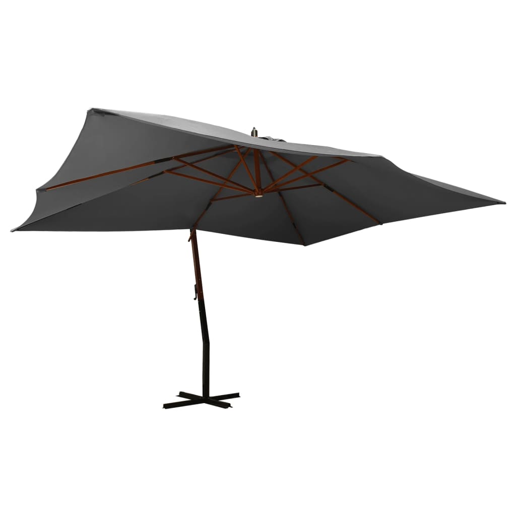 Cantilever Garden Parasol With Wooden Pole 400X300 Cm Sand