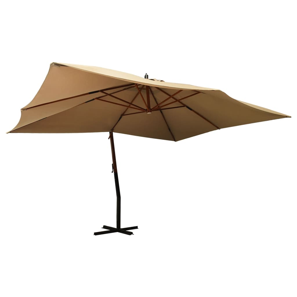 Cantilever Garden Parasol With Wooden Pole 400X300 Cm Sand