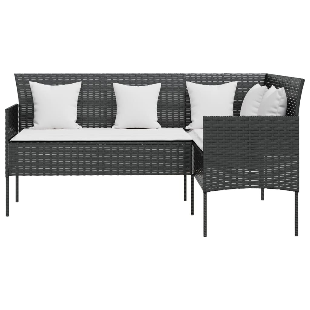5 Piece L-Shaped Couch Sofa Set With Cushions Poly Rattan