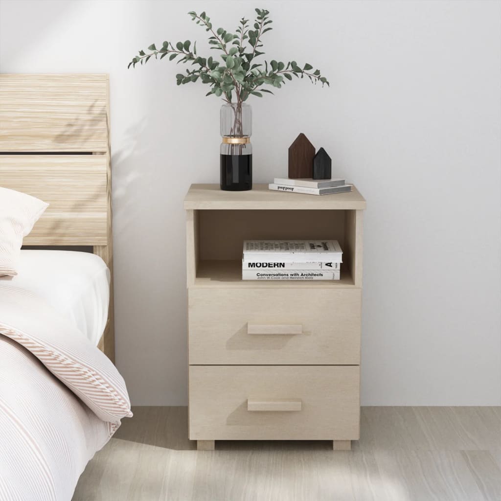 Bedside Cabinet Hamar 40X35X62 Cm Solid Wood Pine