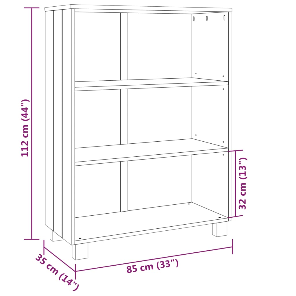 Book Cabinet Hamar 85X35X112 Cm Solid Wood Pine