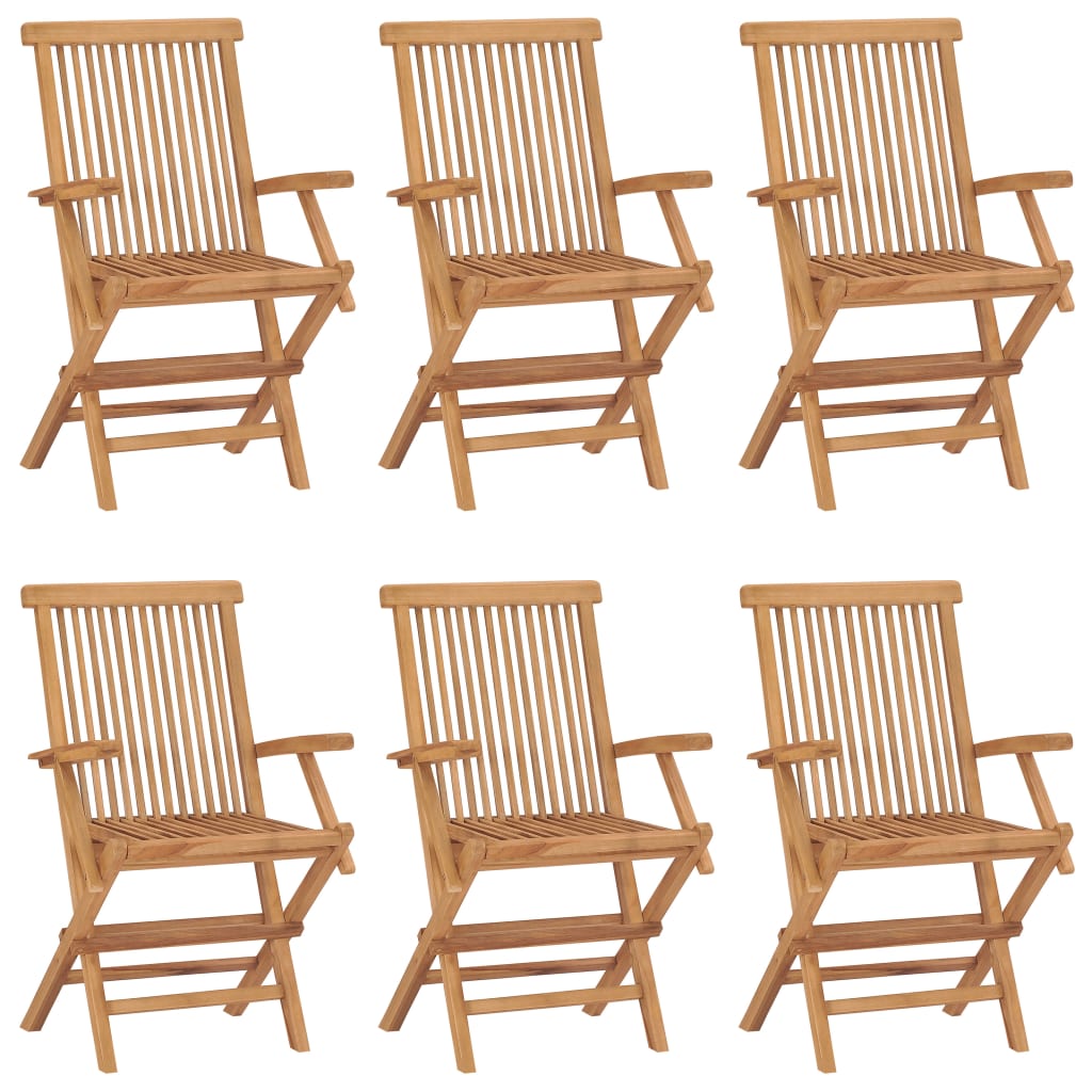 Folding Garden Chairs 6 Pcs Solid Teak Wood