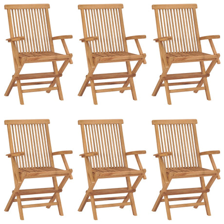 Folding Garden Chairs 6 Pcs Solid Teak Wood