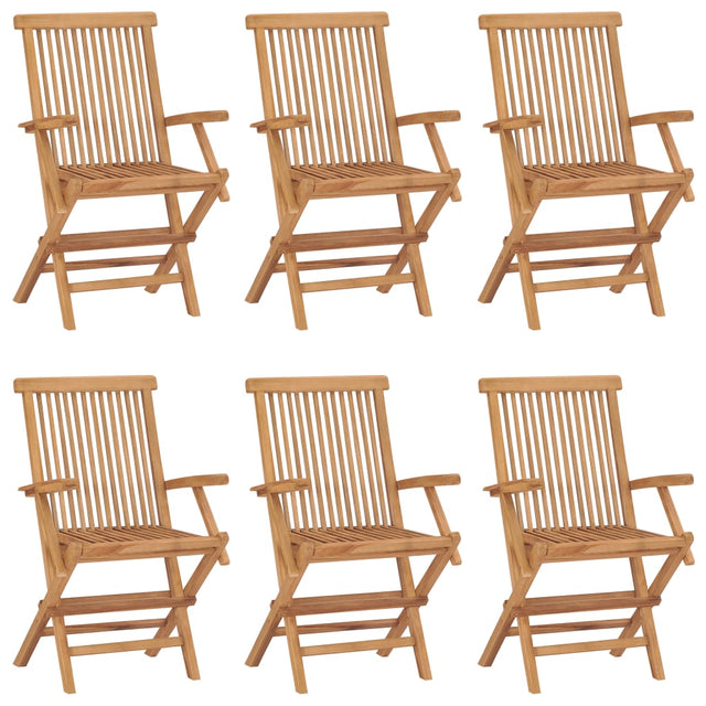 Folding Garden Chairs 6 Pcs Solid Teak Wood