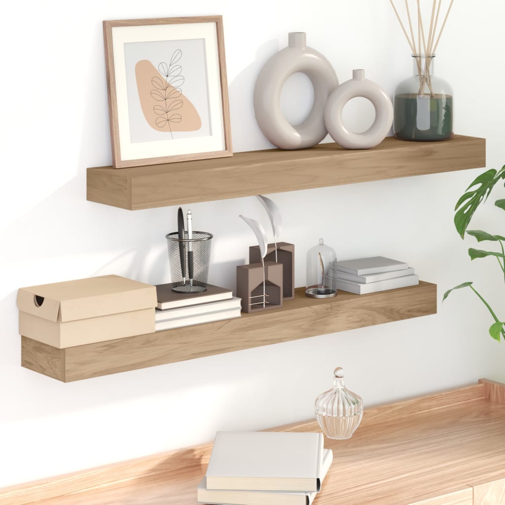 Wall Shelves 2 Pcs Solid Wood Teak
