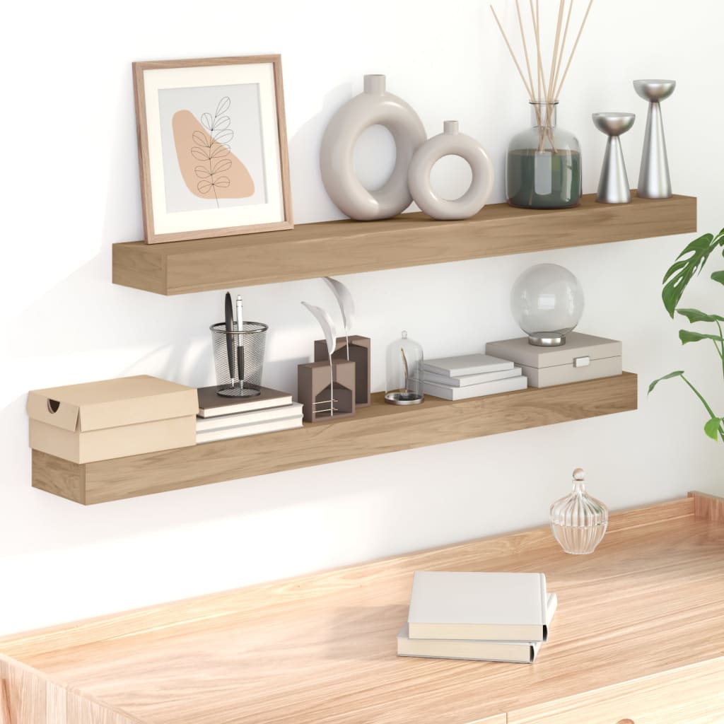 Wall Shelves 2 Pcs Solid Wood Teak