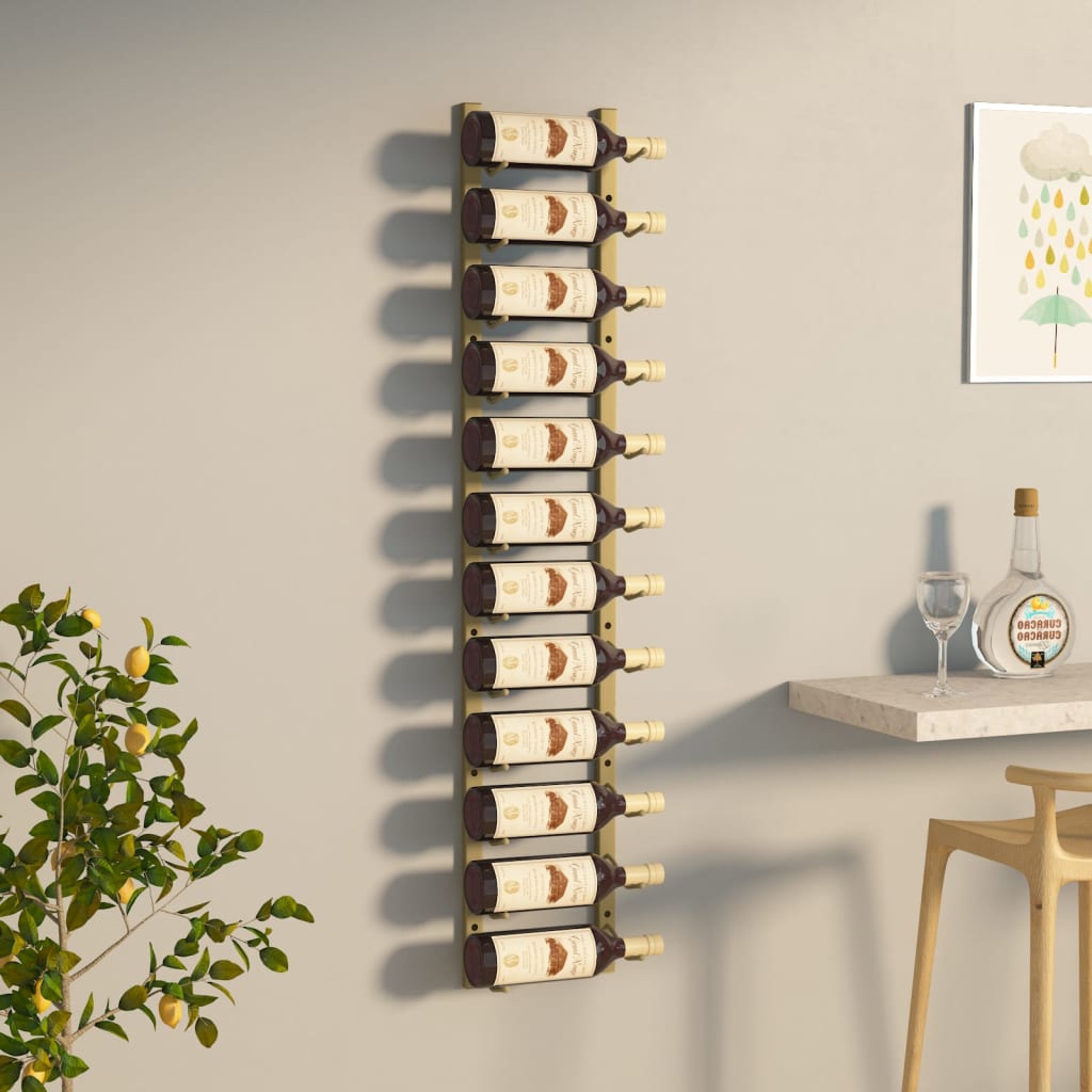 Wall Mounted Wine Rack For 12 Bottles Iron