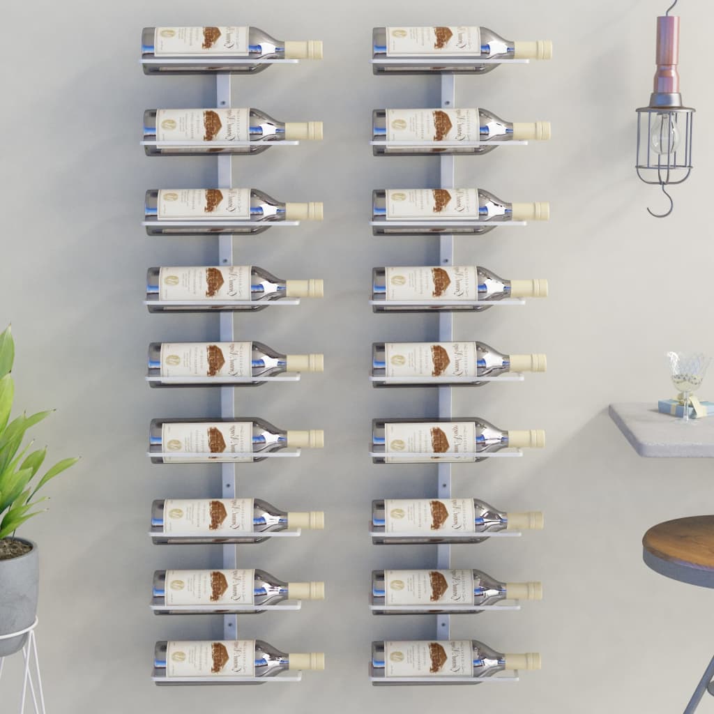 Wall-Mounted Wine Rack For 9 Bottles 2 Pcs Iron