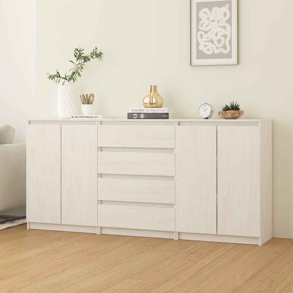 Side Cabinets 3 Pcs Solid Pinewood